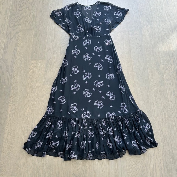 LoveShackFancy Kover Navy Midnight Blue Bow Print Dress - Size 8 - EUC - Picture 3 of 12